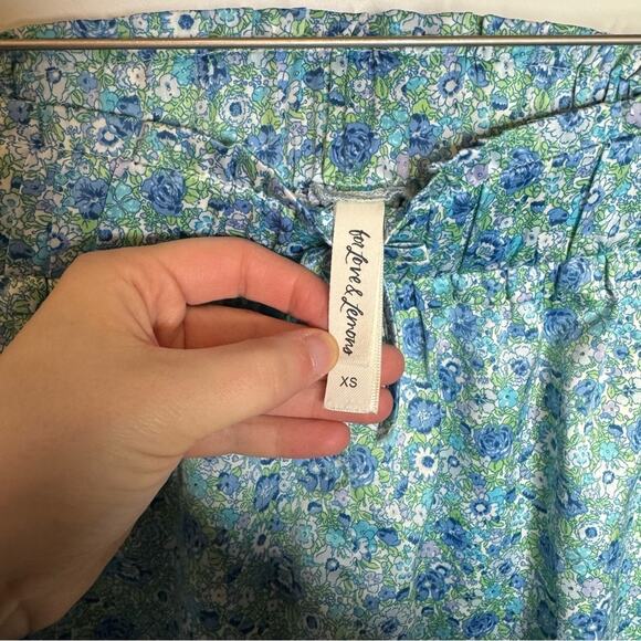 For Love & Lemons Alana Blue Floral Print Feminine Flowy Satin PJ Shorts Size XS - Picture 6 of 8